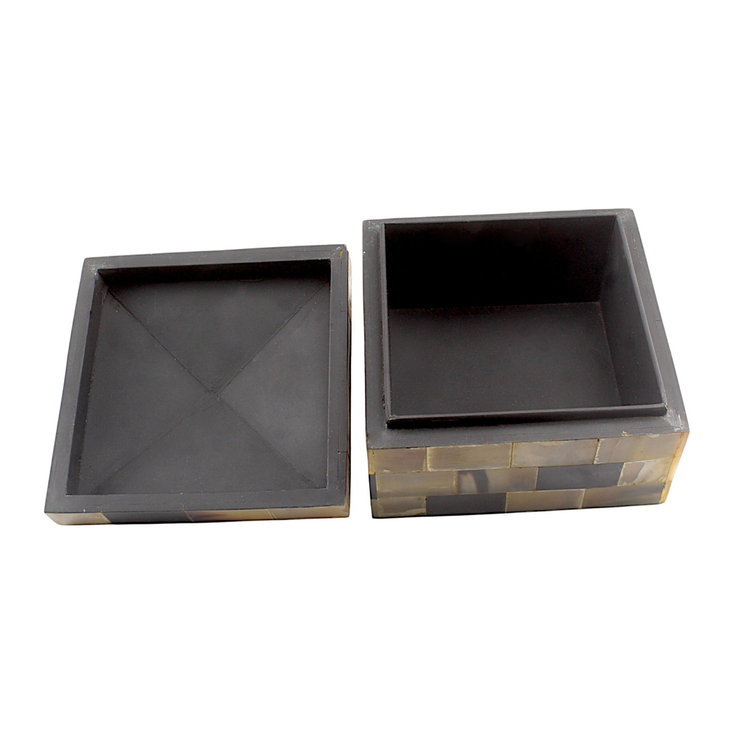 Handmade Black & White Antique Traditional Horn Trinket Box – Square, Elegant & Timeless