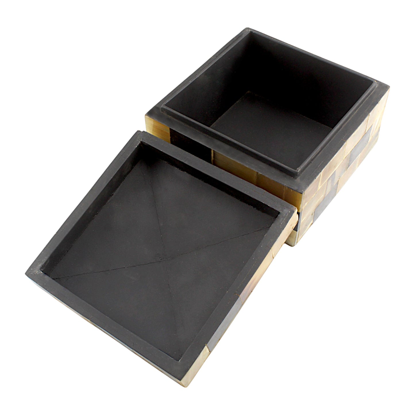 Handmade Black & White Antique Traditional Horn Trinket Box – Square, Elegant & Timeless