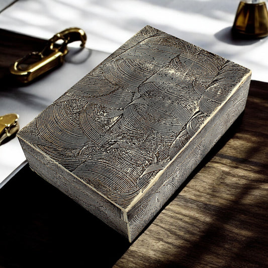 Handmade Black Mix Bone Trinket Box – Rectangular with Antique Design, Timeless Elegance for Your Keepsakes