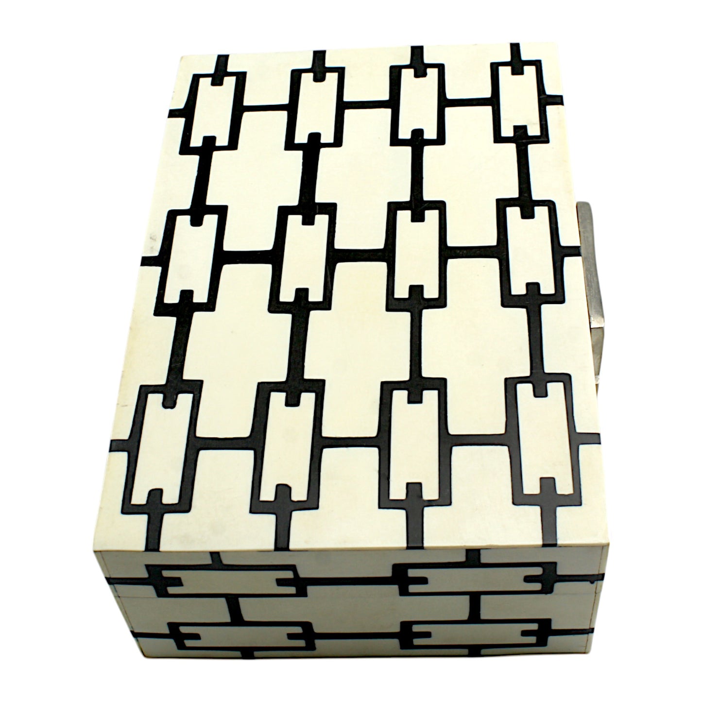 Handmade Black & White Resin Trinket Box – Elegant Rectangular Storage Solution