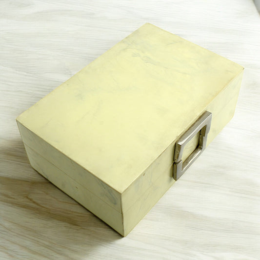 Handmade White Resin Trinket Box – Rectangular with Plain Design, Elegant Storage Solution