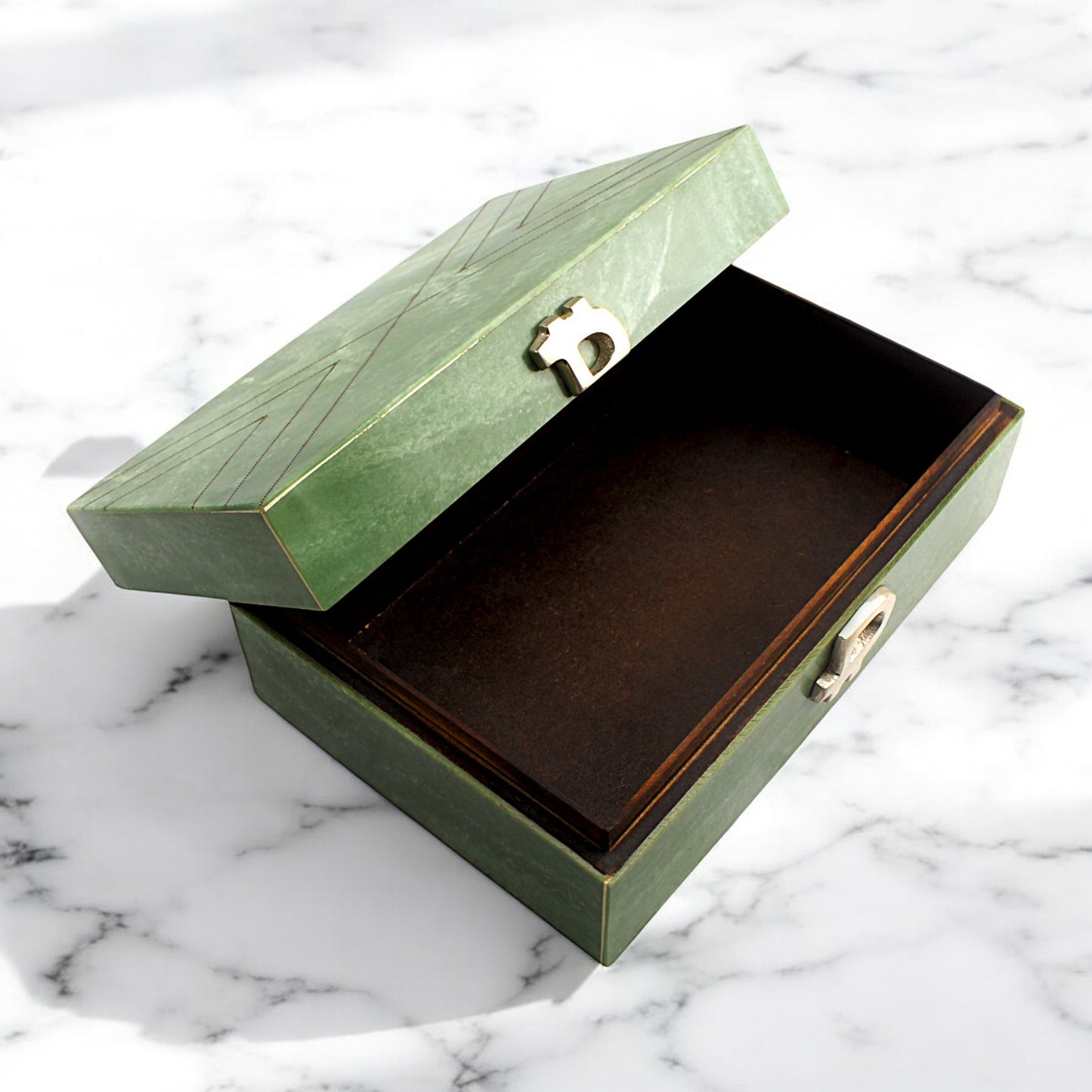 Handmade Green Resin Trinket Box – Rectangular with Rough Design, Stylish and Unique Storage Solution