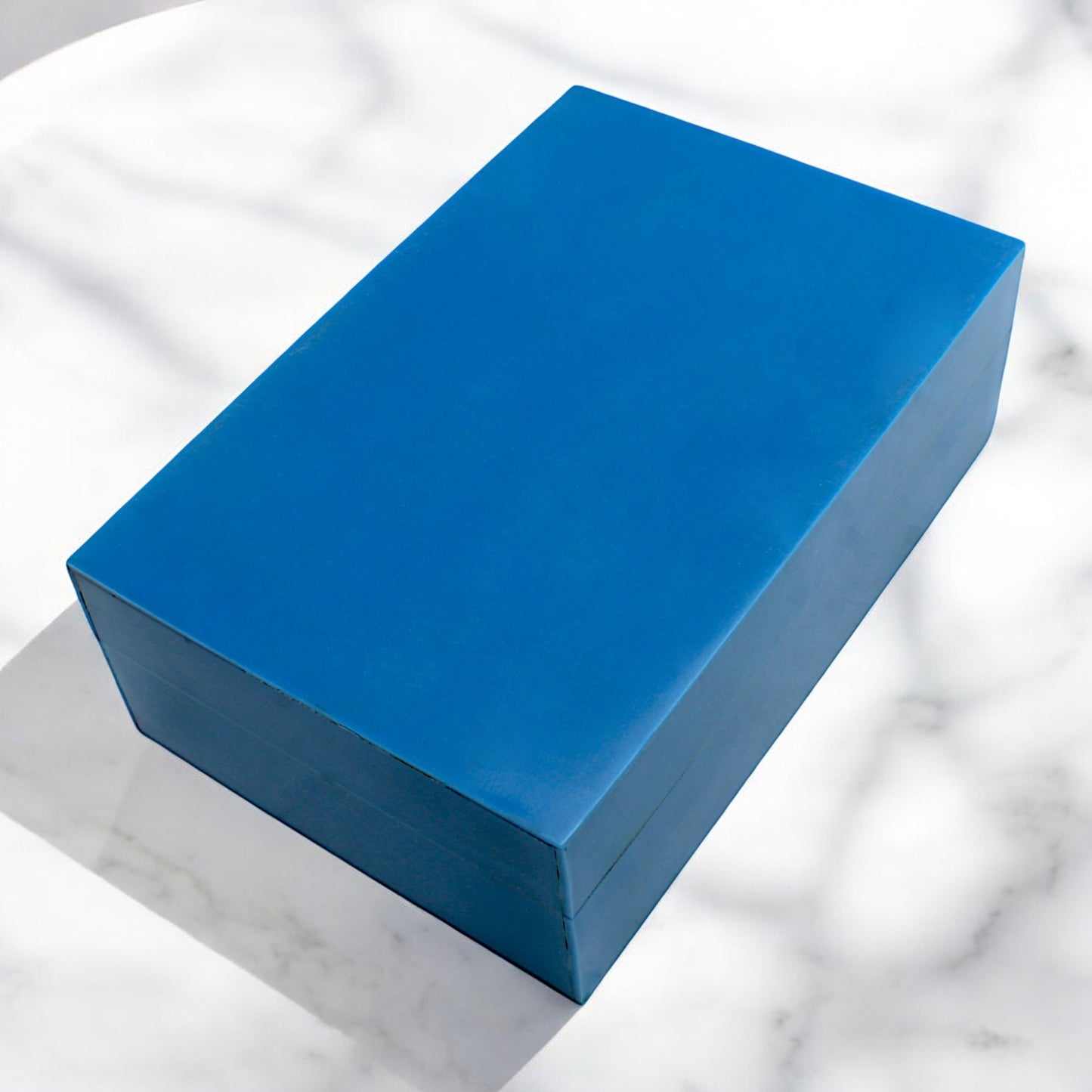 Handmade Blue Resin Trinket Box – Rectangular with Plain Design, Elegant and Minimalist Storage