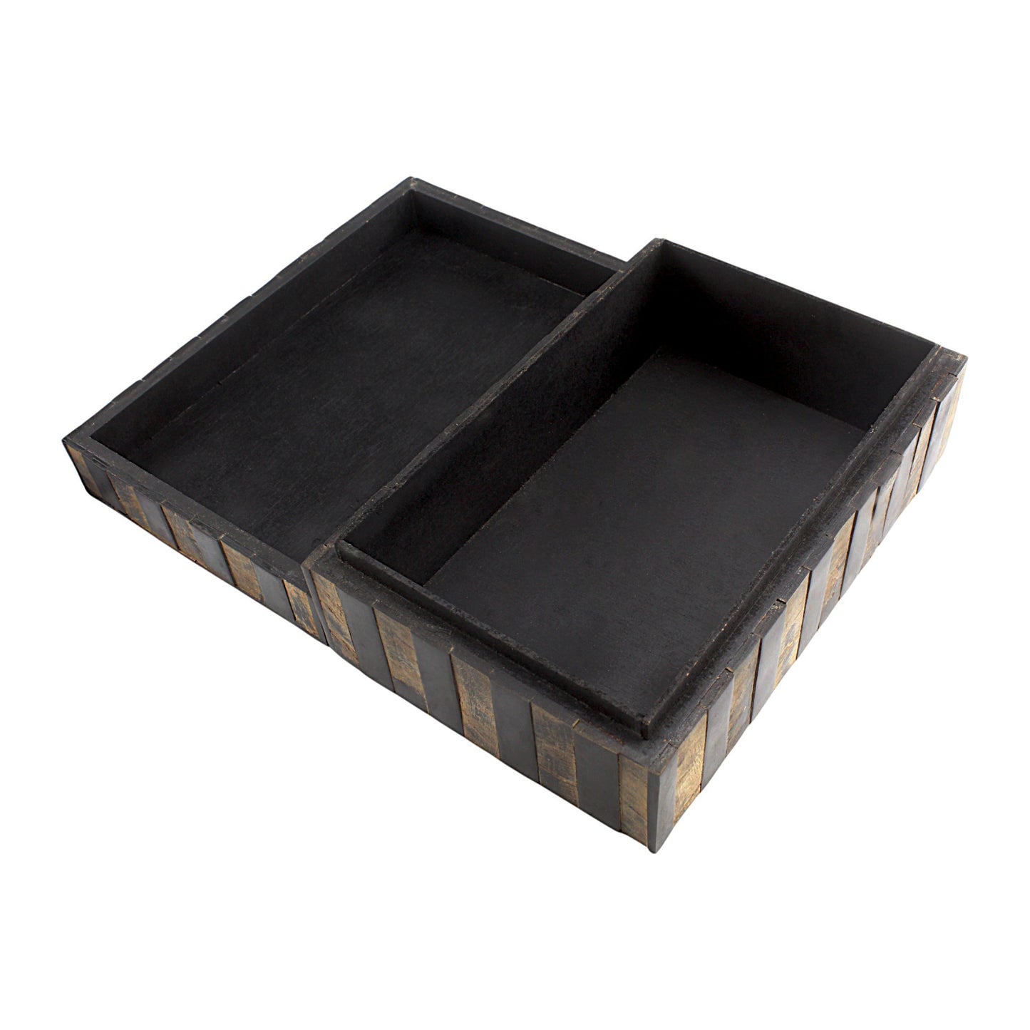 Handmade Black & Brown Striped Bone and Wood Trinket Box – Rectangular with Elegant Stripes, Premium Storage Solution