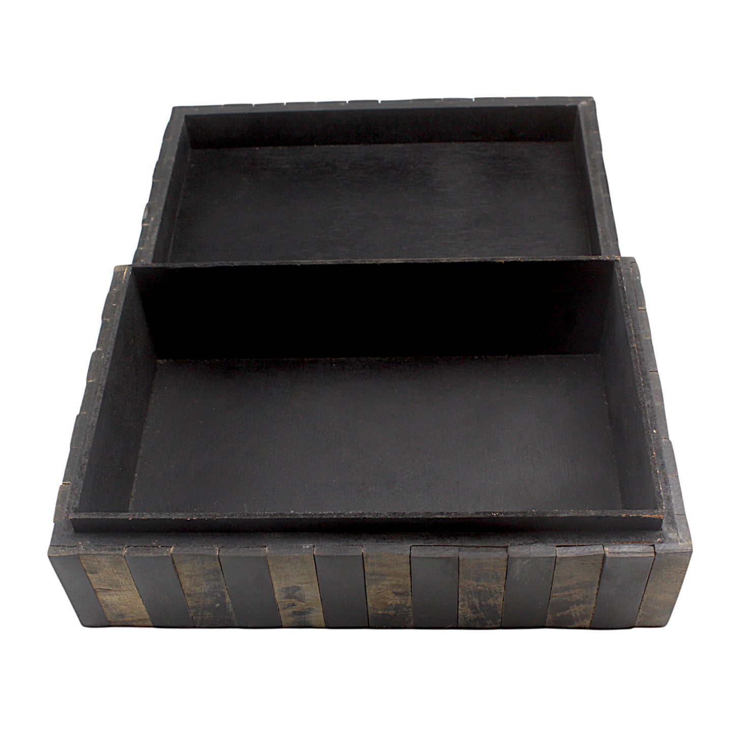 Handmade Black & Brown Striped Bone and Wood Trinket Box – Rectangular with Elegant Stripes, Premium Storage Solution