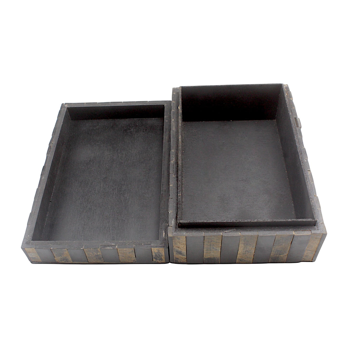 Handmade Black & Brown Striped Bone and Wood Trinket Box – Rectangular with Elegant Stripes, Premium Storage Solution