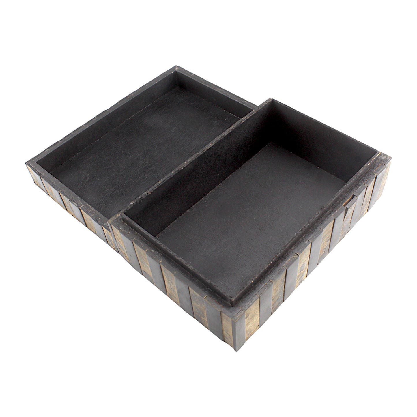 Handmade Black & Brown Striped Bone and Wood Trinket Box – Rectangular with Elegant Stripes, Premium Storage Solution