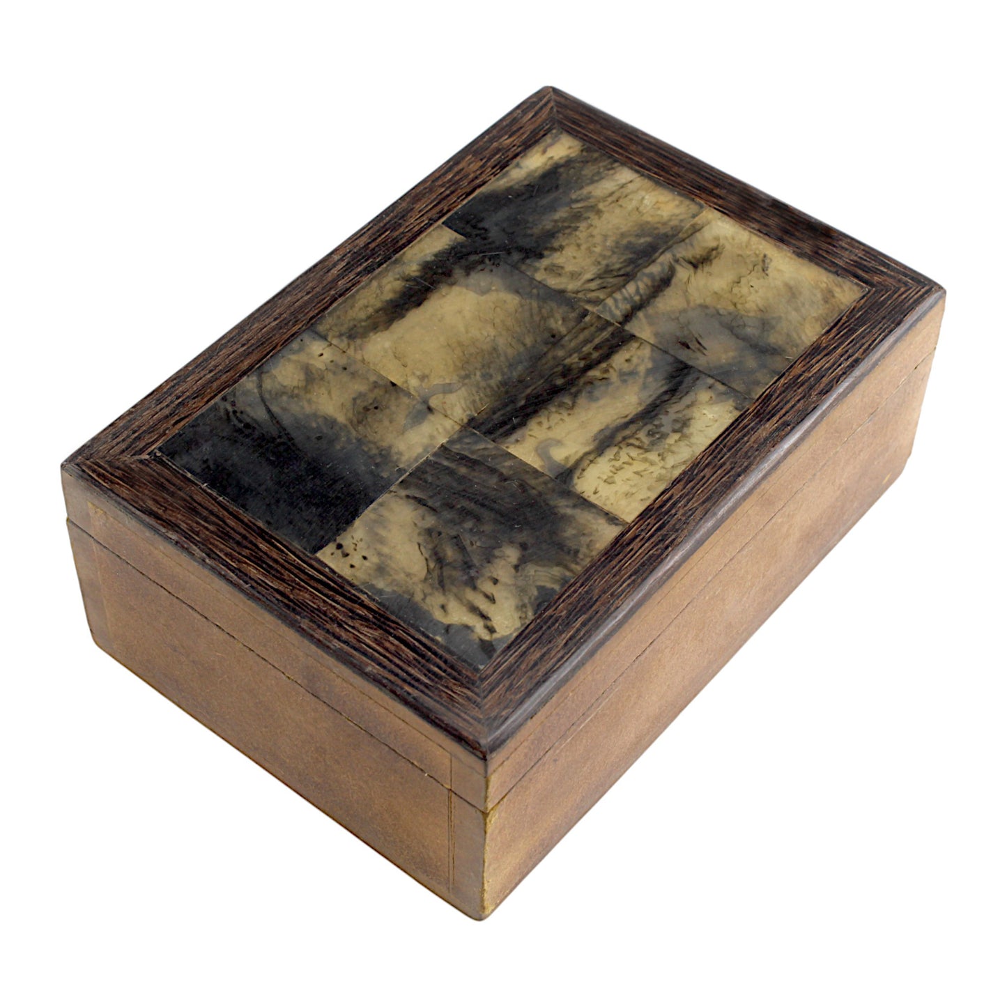 Handmade Brown Bone Trinket Box – Rectangular with Wild Design, Bold and Unique Storage Solution