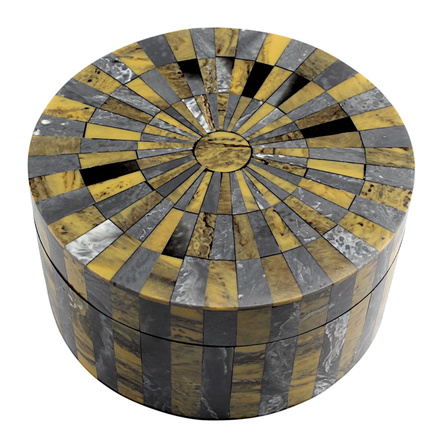 Handmade Black & Brown Bone Trinket Box – Round with Star Contemporary Design, Elegant Storage Solution