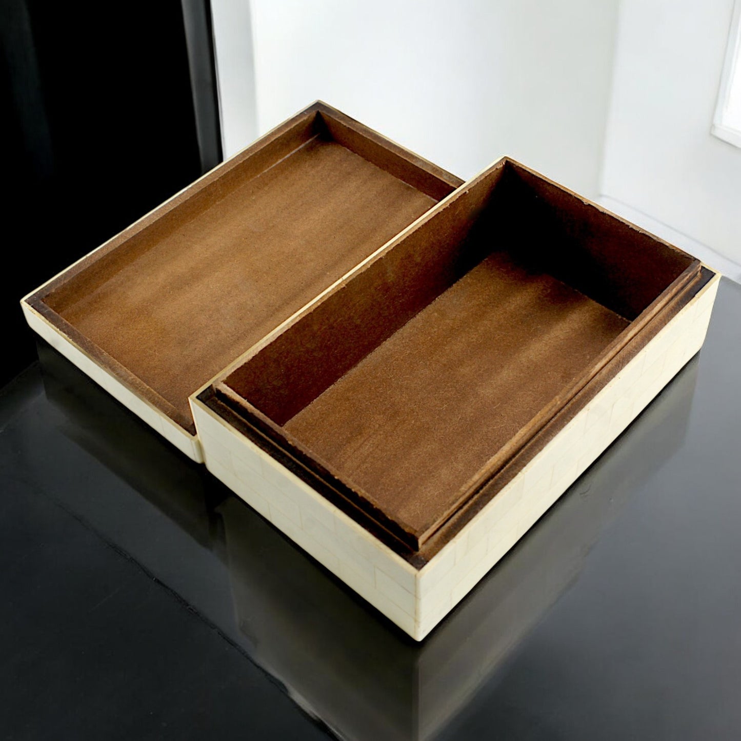 Handmade White Bone Trinket Box – Rectangular with Plain Design, Elegant Storage for Jewelry & Keepsakes