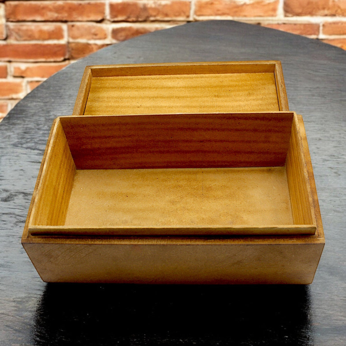 Handmade Black & White Bone and Wood Rectangular Trinket Box – White & Orange Design, Elegant Storage