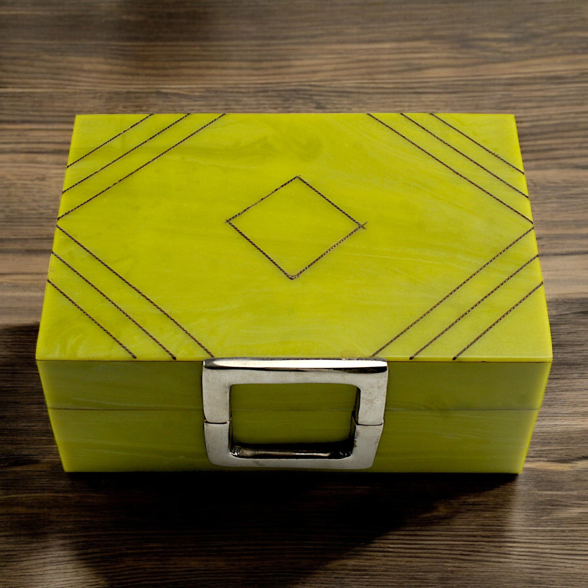 Handmade Green Resin Trinket Box – Rectangular with Rough Plain Design, Elegant and Durable Storage Solution