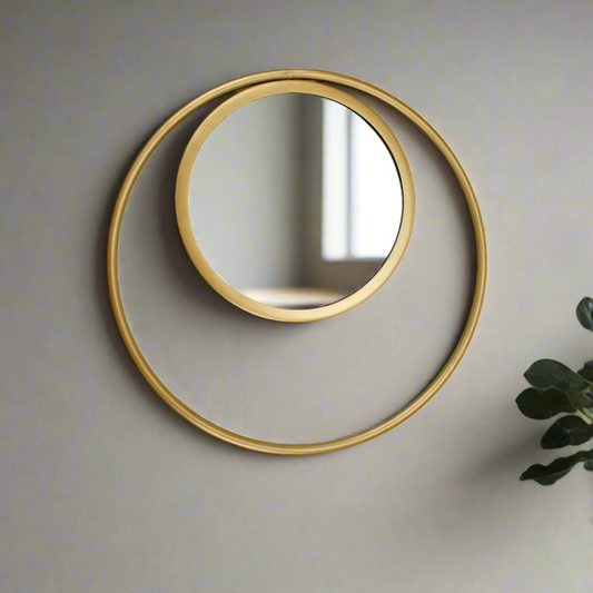 Elegant Round Mirror in a Sleek Circular Frame