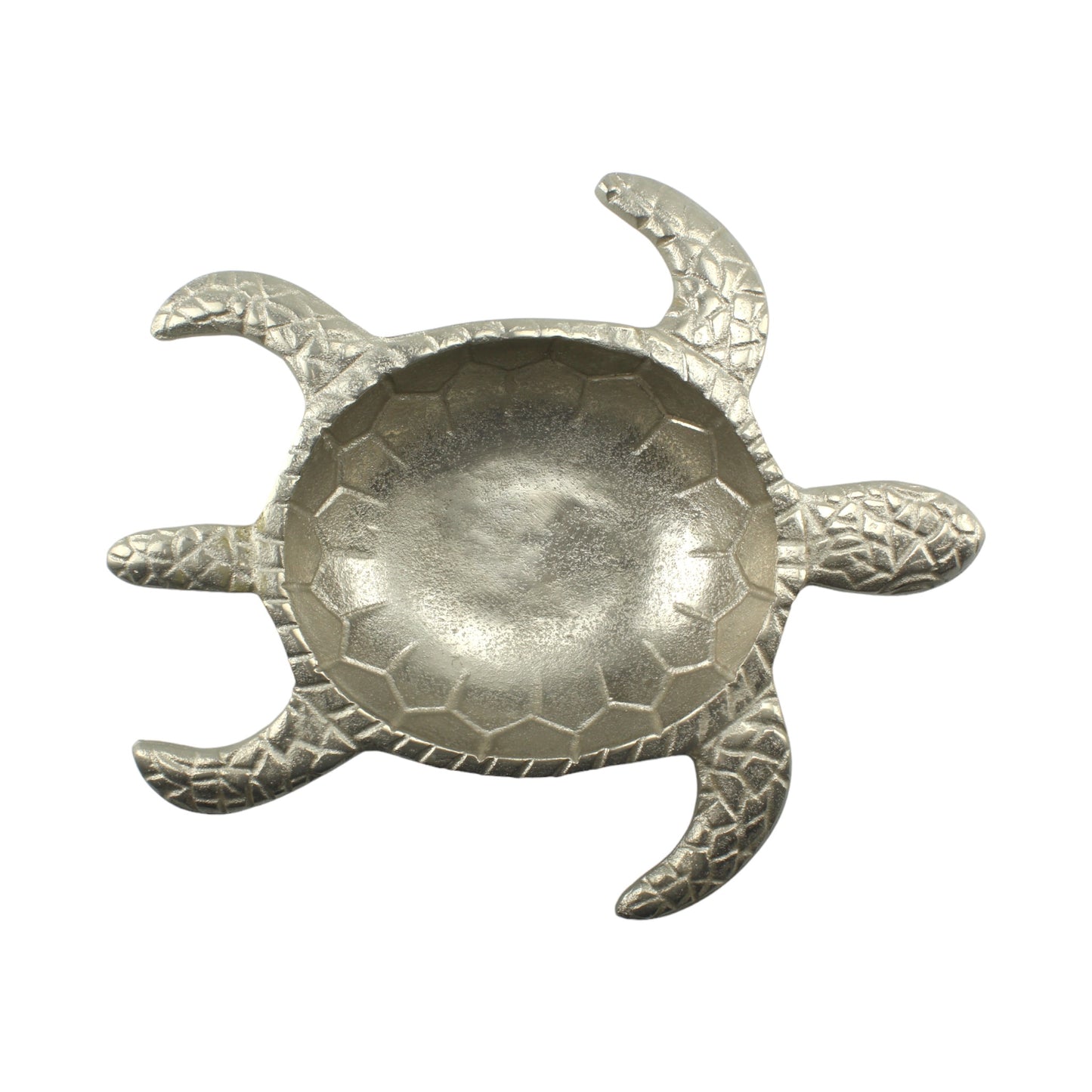 Handcrafted Silver Turtle-Shaped Decorative Bowl: Whimsical Tabletop Accent