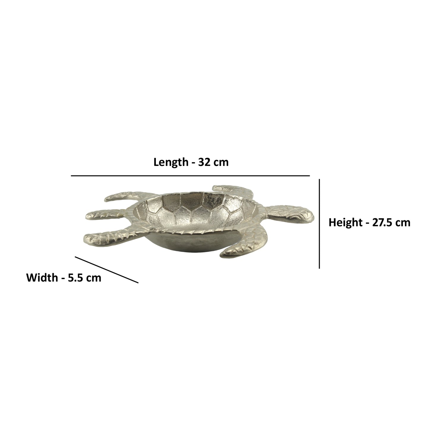 Handcrafted Silver Turtle-Shaped Decorative Bowl: Whimsical Tabletop Accent