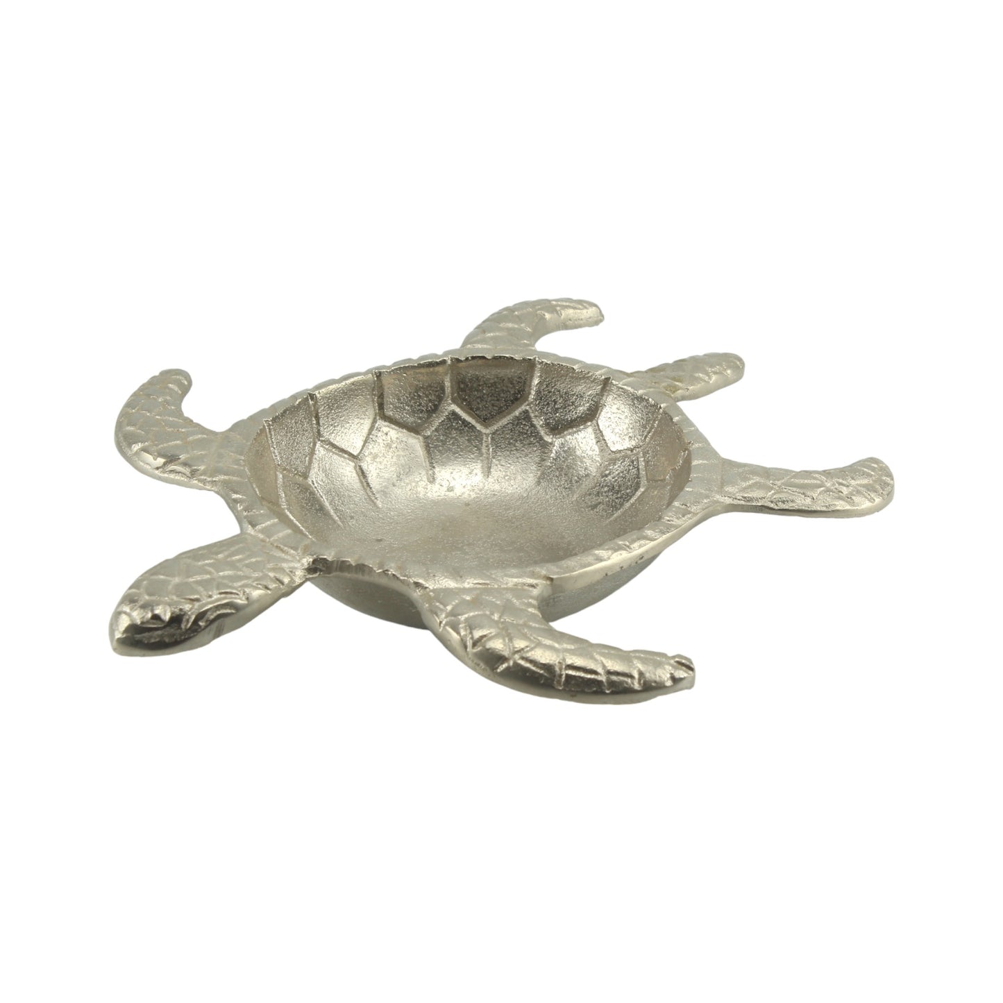Handcrafted Silver Turtle-Shaped Decorative Bowl: Whimsical Tabletop Accent