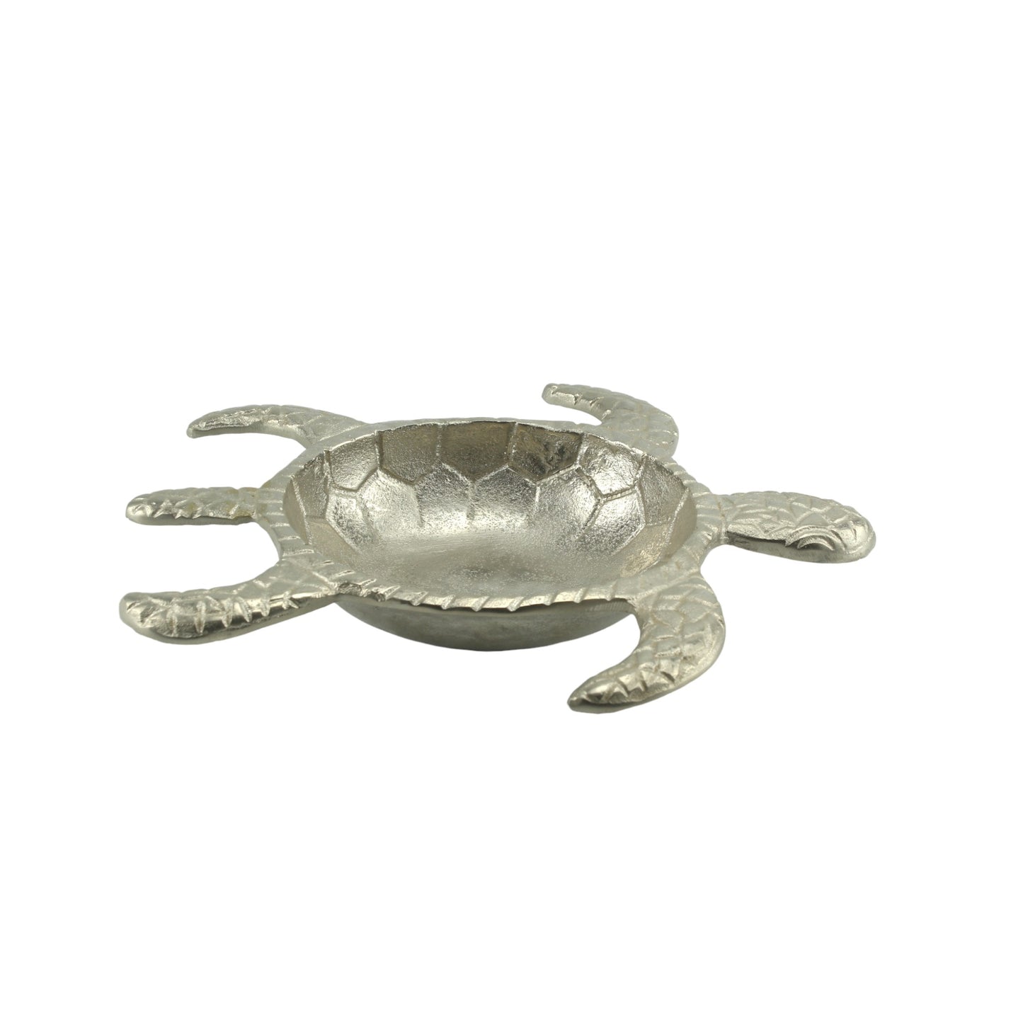 Handcrafted Silver Turtle-Shaped Decorative Bowl: Whimsical Tabletop Accent