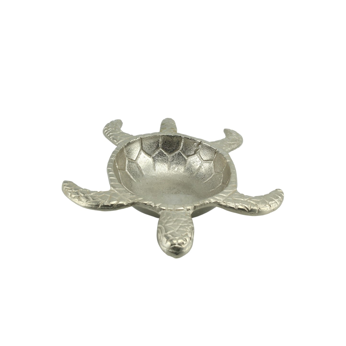 Handcrafted Silver Turtle-Shaped Decorative Bowl: Whimsical Tabletop Accent
