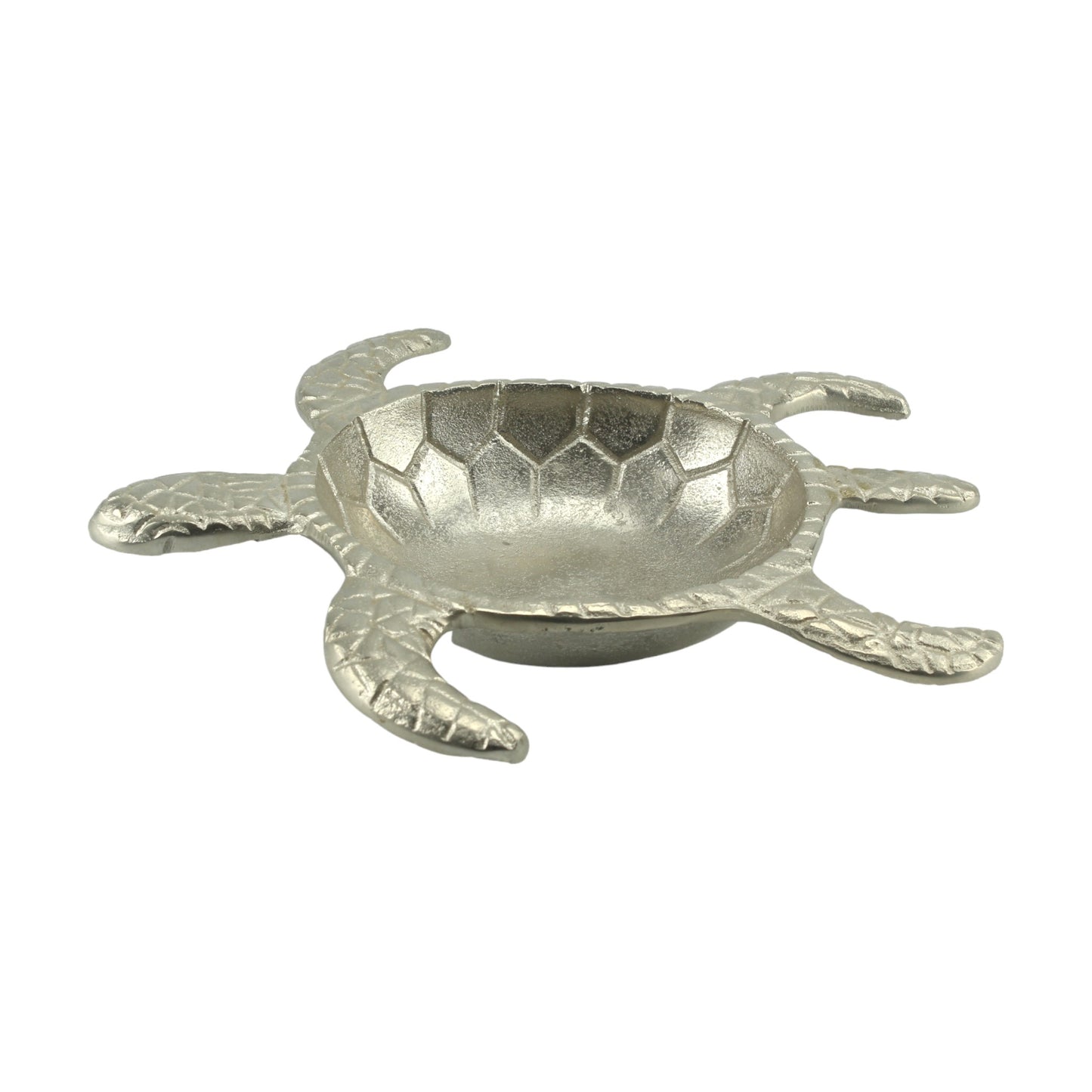 Handcrafted Silver Turtle-Shaped Decorative Bowl: Whimsical Tabletop Accent