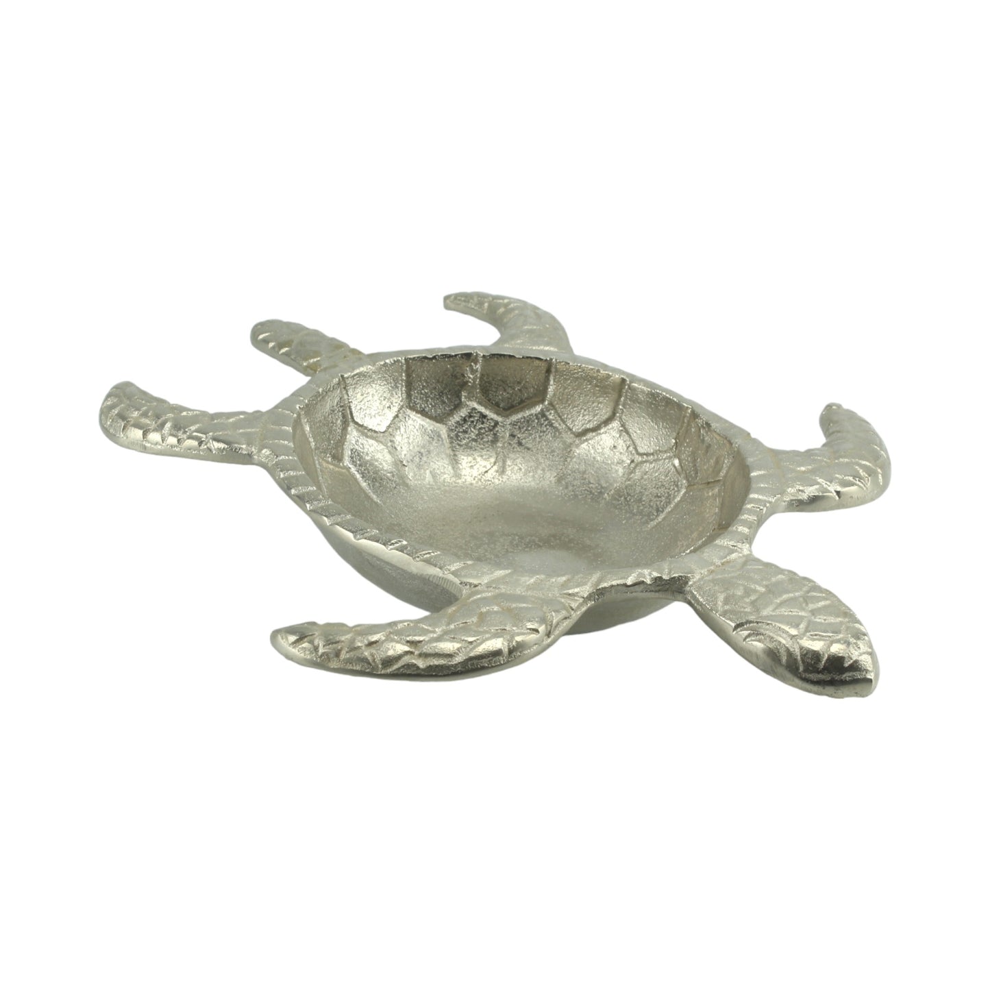 Handcrafted Silver Turtle-Shaped Decorative Bowl: Whimsical Tabletop Accent