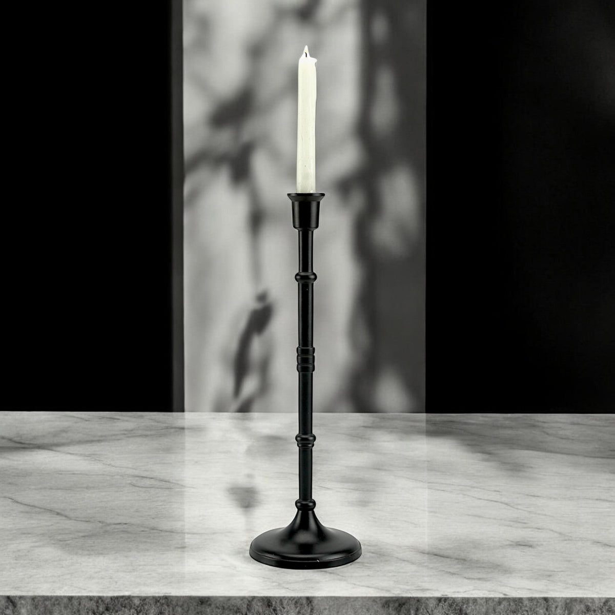 Bold Black: Aluminum Large Pillar Candle Holder  | Stylish Home Accent