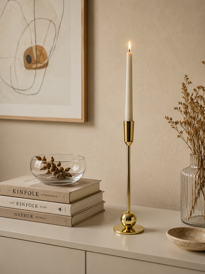 Sleek Gold: Modern Aluminum Small Candle Holder | Chic Home Decor Accent
