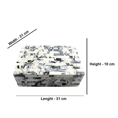 Handmade White Resin Trinket Box – Unique Rough Design for Modern Elegance