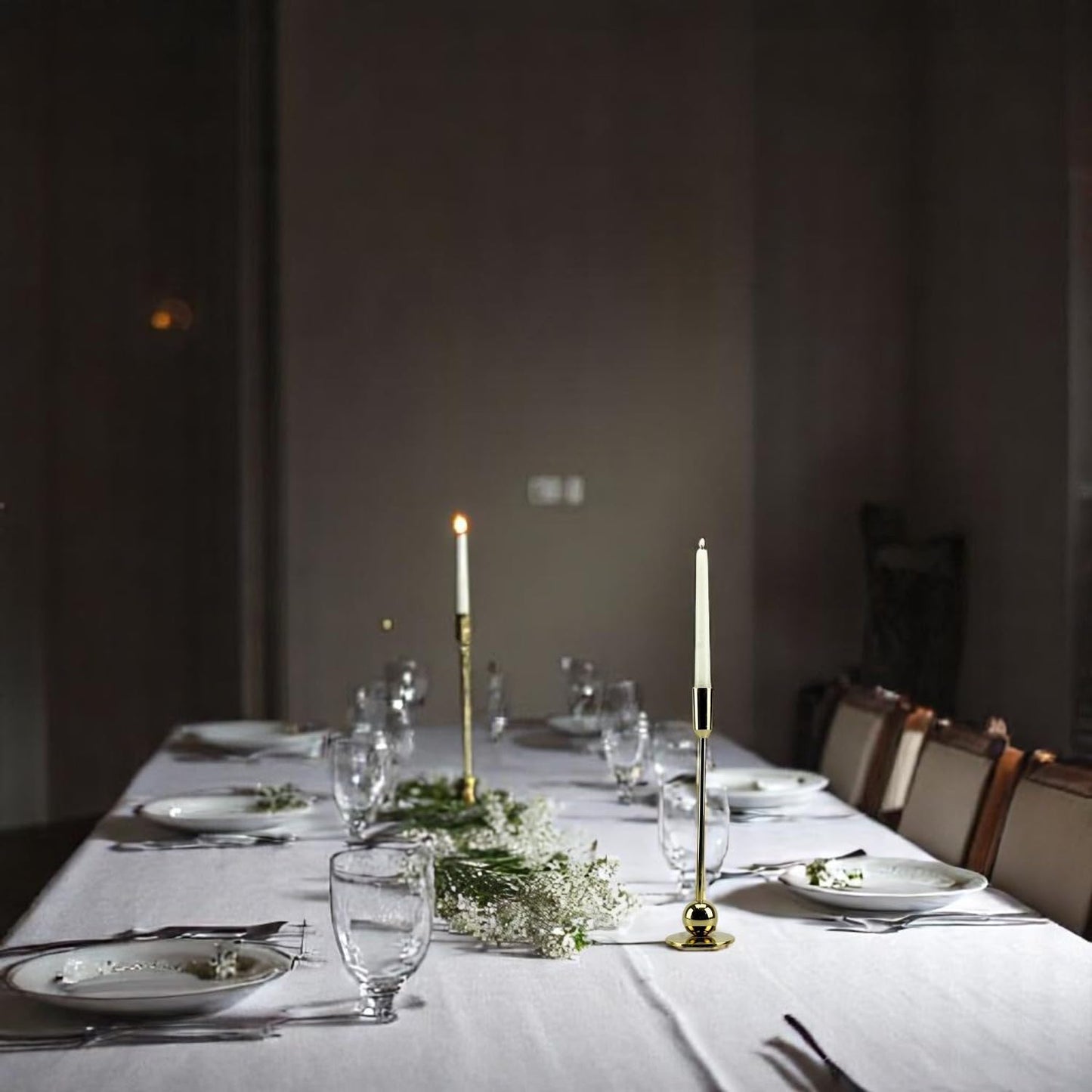 Sleek Gold: Modern Aluminum Large Candle Holder | Chic Home Decor Accent