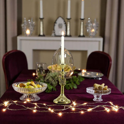 Artisan Golden Aluminum Medium Bow-Decorated Candle Holder | Elegant Home Accent