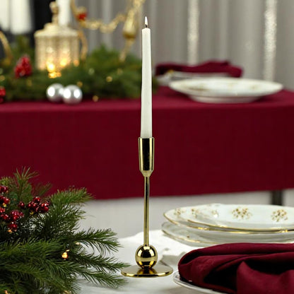 Sleek Gold: Modern Aluminum Medium Candle Holder | Chic Home Decor Accent