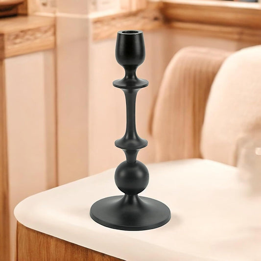 Elegant Waterdrop: Black Aluminum Small Candle Holder | Modern Home Decor