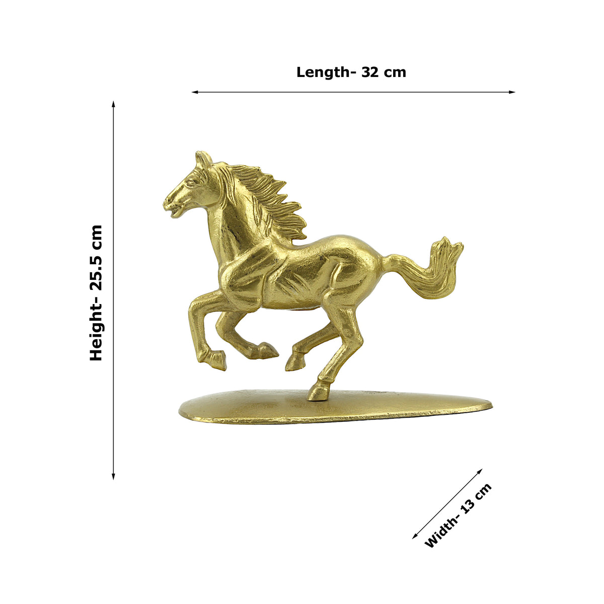 Golden Aluminum Running Horse Sculpture: Handcrafted Ornament for Timeless Elegance