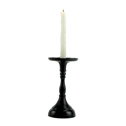 Elegant Black Aluminum Large Pillar Candle Holder | Sophisticated Home Accent