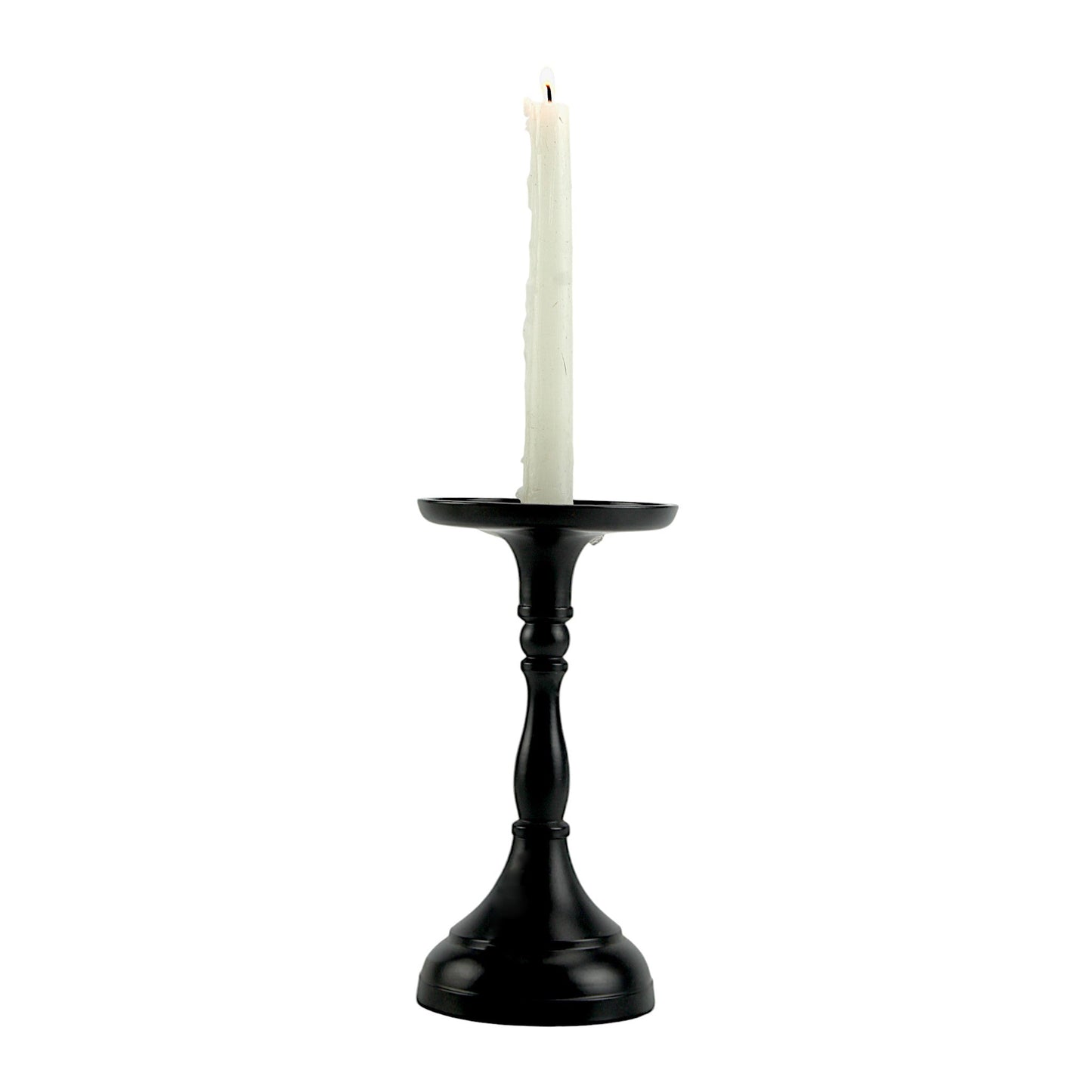 Elegant Black Aluminum Large Pillar Candle Holder | Sophisticated Home Accent