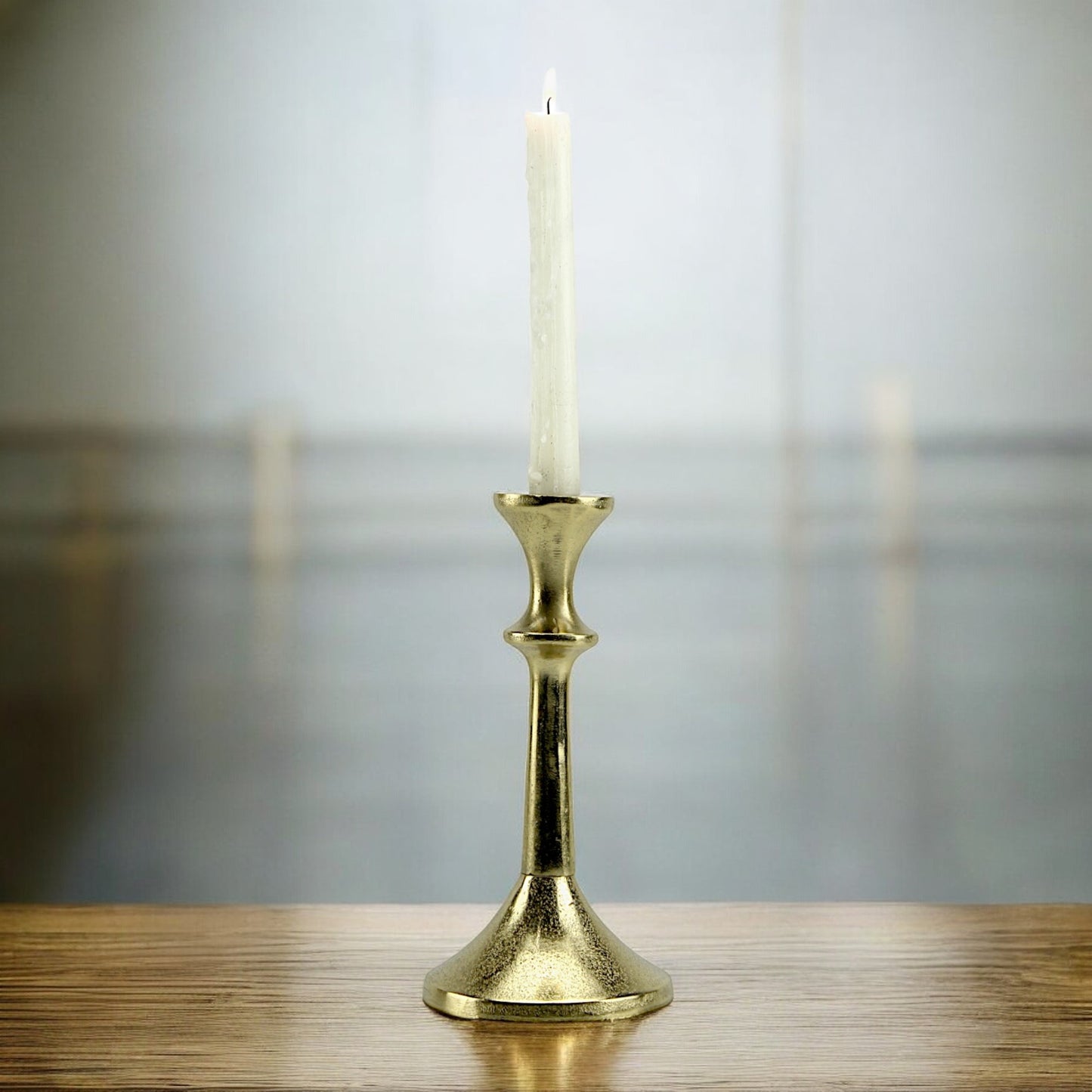 Minimalist Gold: Handcrafted Aluminum Medium Candle Holder | Timeless Elegance