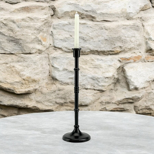 Bold Black: Aluminum Large Pillar Candle Holder  | Stylish Home Accent