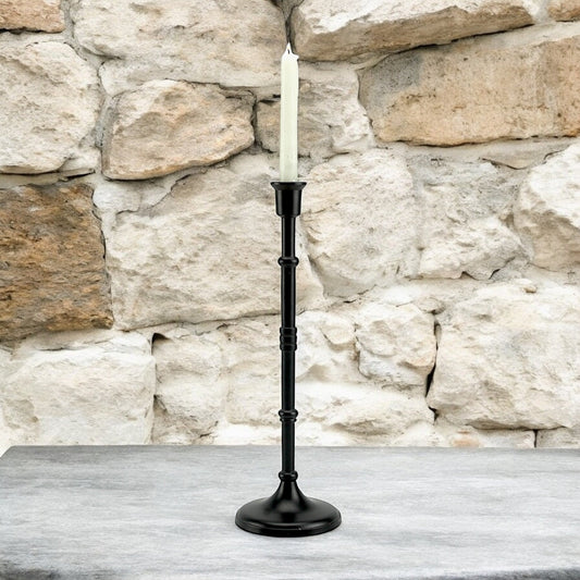 Bold Black: Aluminum Medium Pillar Candle Holder | Stylish Home Accent