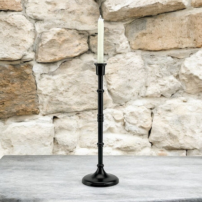 Bold Black: Aluminum Medium Pillar Candle Holder | Stylish Home Accent