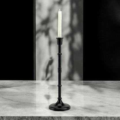 Bold Black: Aluminum Large Pillar Candle Holder  | Stylish Home Accent
