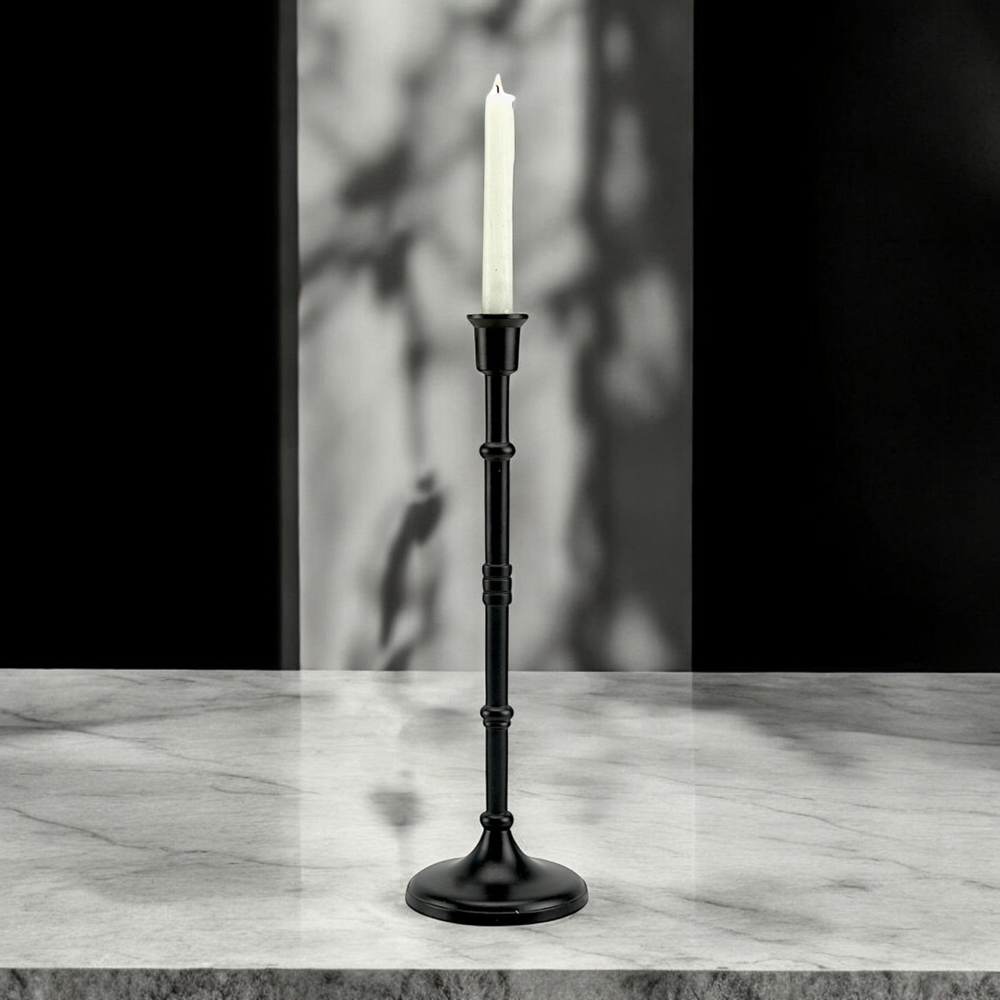 Bold Black: Aluminum Large Pillar Candle Holder  | Stylish Home Accent