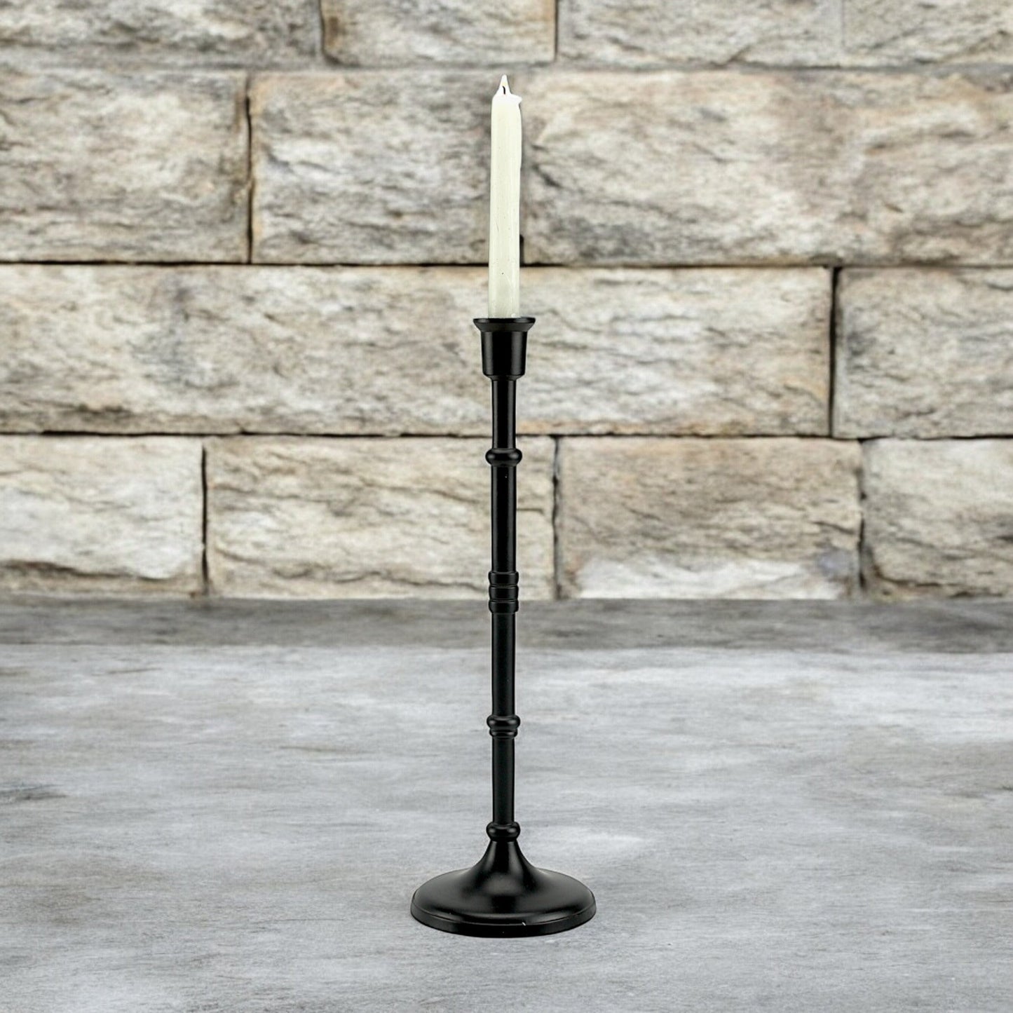 Bold Black: Aluminum Large Pillar Candle Holder  | Stylish Home Accent
