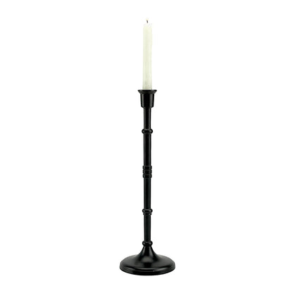 Bold Black: Aluminum Large Pillar Candle Holder  | Stylish Home Accent