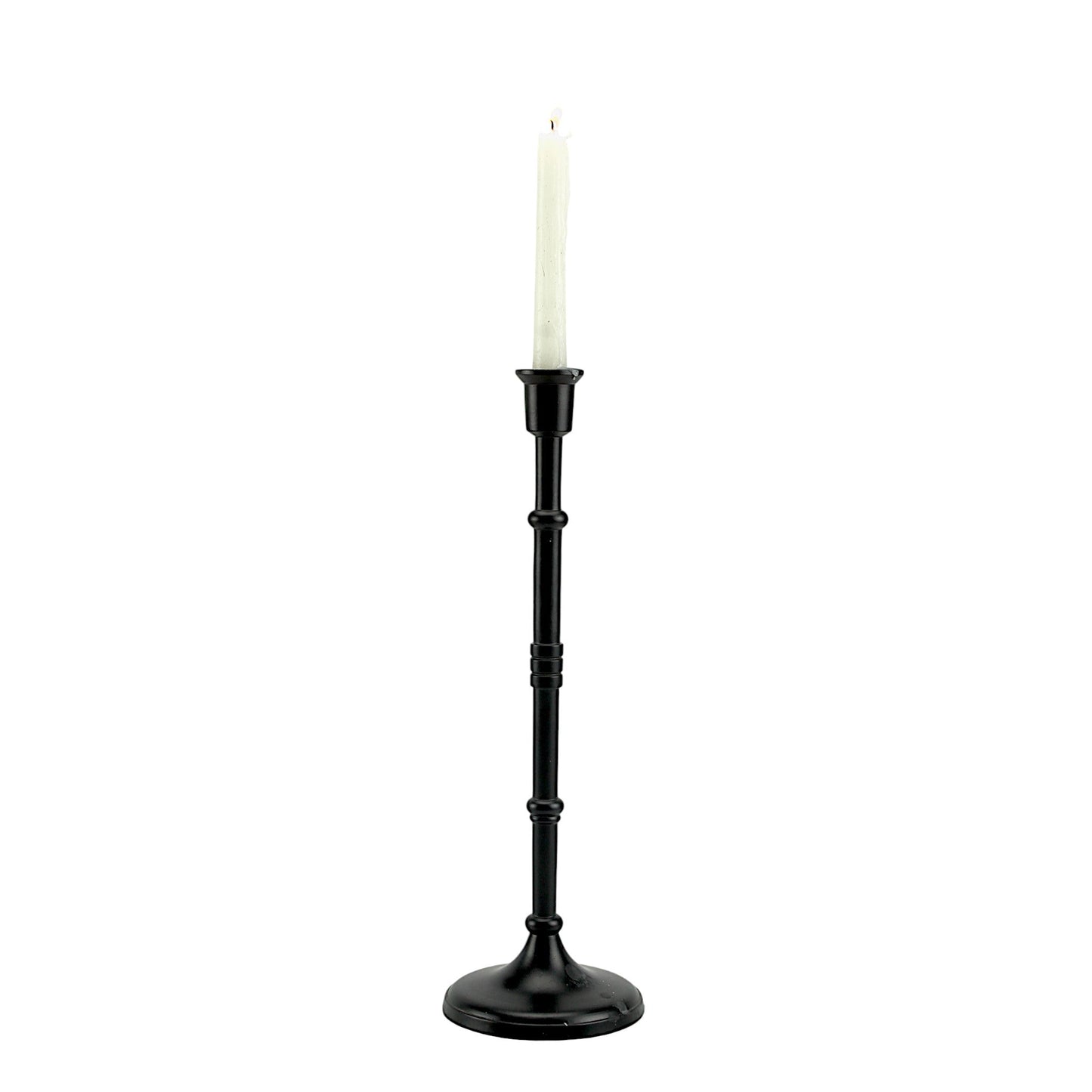 Bold Black: Aluminum Medium Pillar Candle Holder | Stylish Home Accent