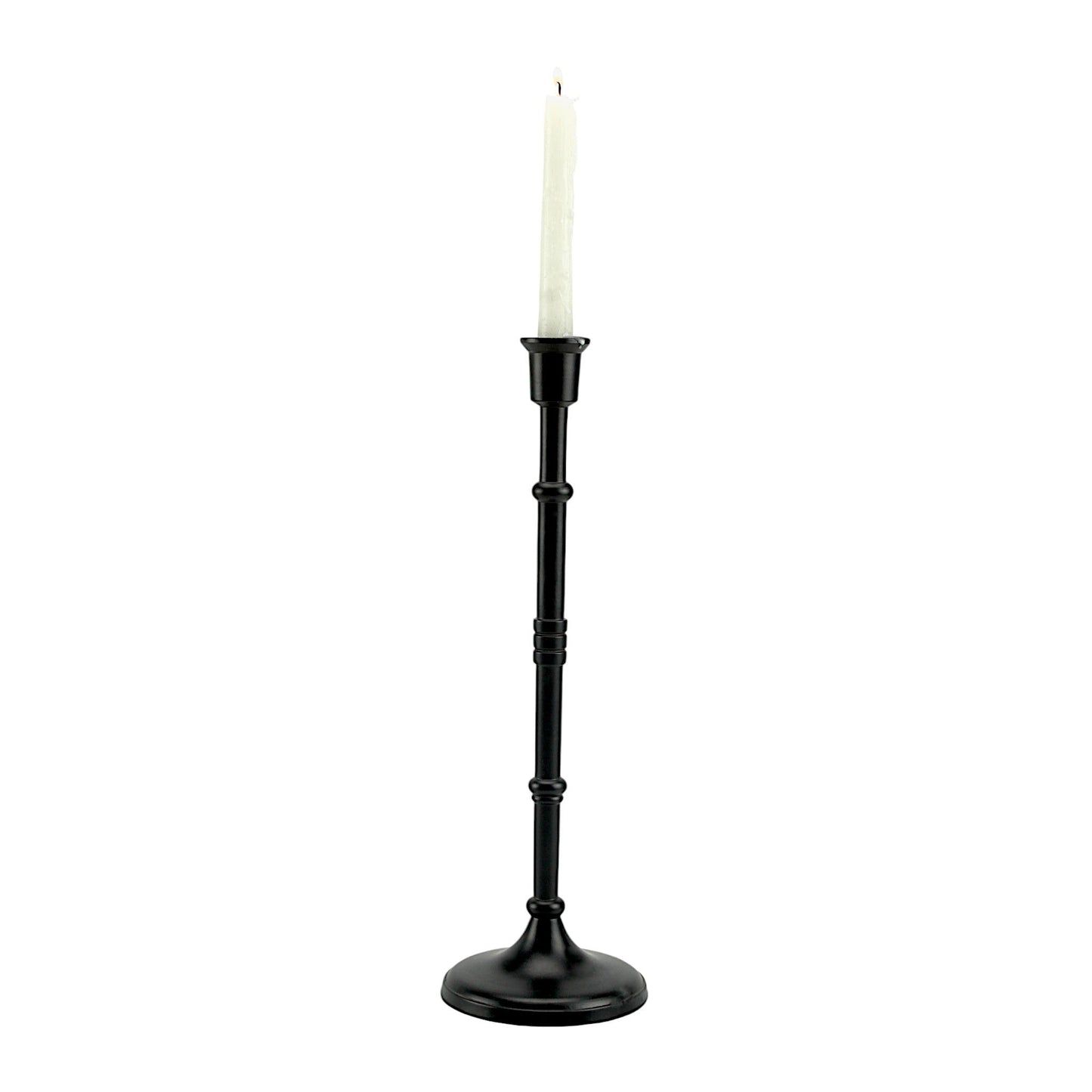 Bold Black: Aluminum Medium Pillar Candle Holder | Stylish Home Accent