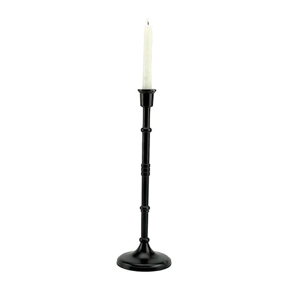 Bold Black: Aluminum Medium Pillar Candle Holder | Stylish Home Accent