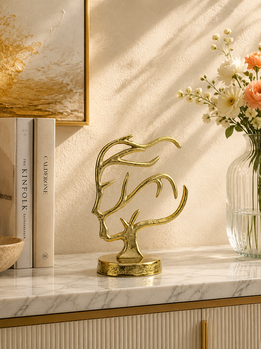 Golden Blossom: Handcrafted Aluminum Girl Artistic Sculpture Ornament