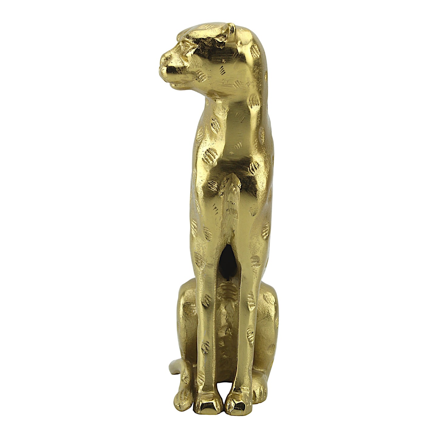 Golden Majesty: Handcrafted Aluminium Sitting Tiger Sculpture