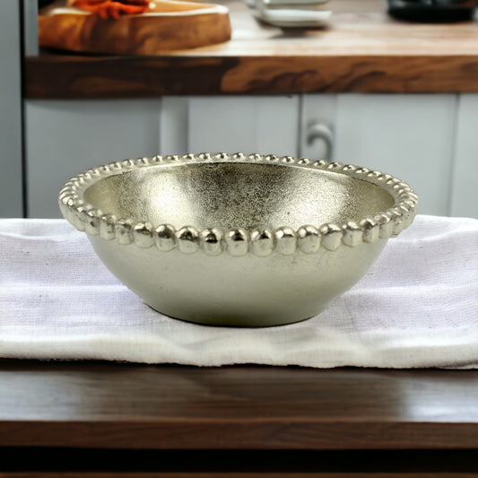 Aluminum Beaded Border Decorative Bowl: Timeless Elegance for Your Home Décor
