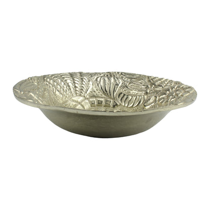Antique Gold Handcrafted Aluminium Sea Creatures Decorative Bowl: Artisanal Elegance for Your Home