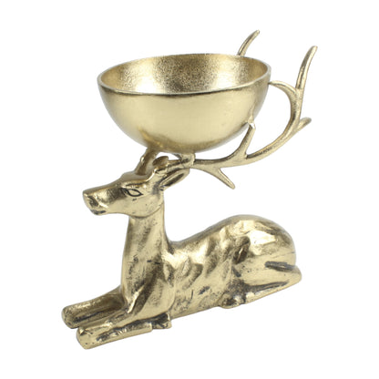 Golden Deer Handcrafted Aluminium Decorative Bowl: Whimsical Elegance for Your Home